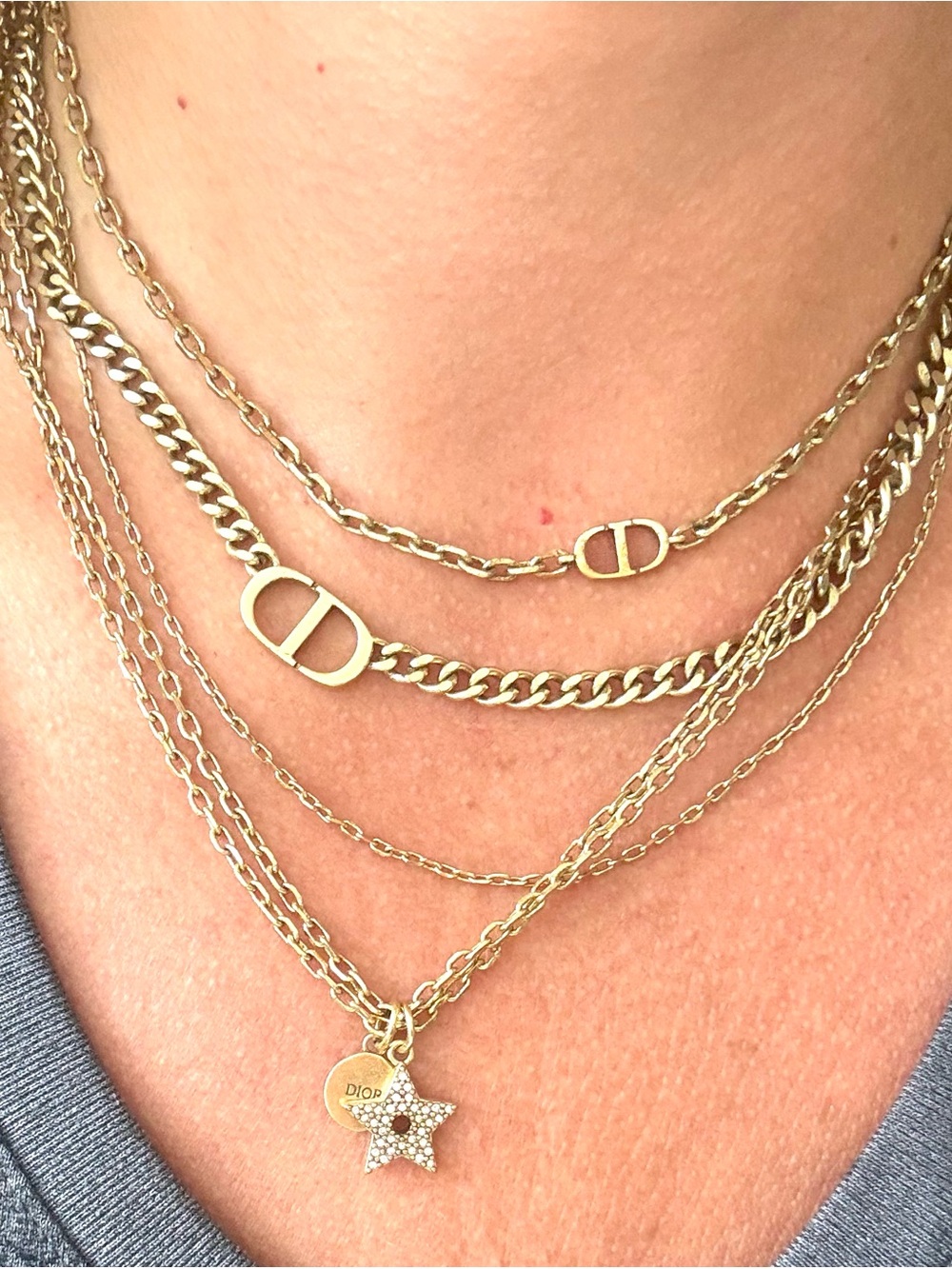 Dior Layered Gold-Tone Charm Necklace with Star and CD accents - Picture 8 of 8